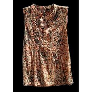 New Directions Petite Women Shirt Sleeveless Multicolored Paisley Size PS